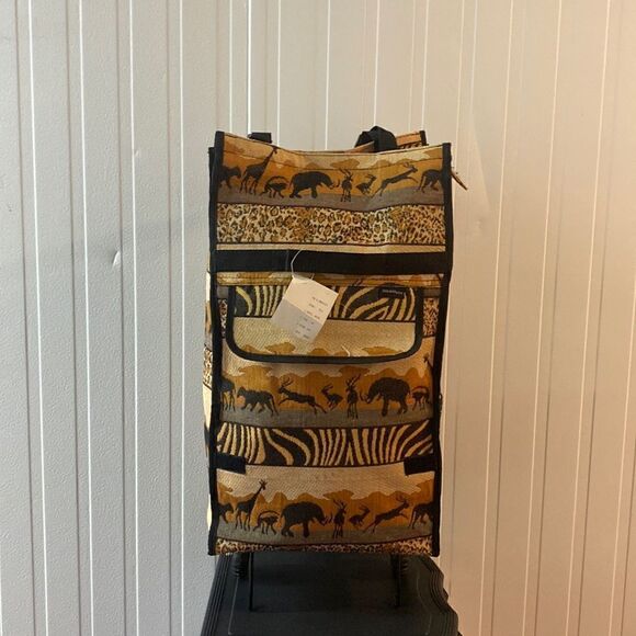 Bovano U.S.A. Animal Safari Print Tapestry Rolling Bag Travel Carry On New w/Tag - Picture 2 of 14